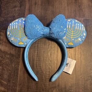 Disney Parks Hanukkah Menorah Light-Up Ears Headband Chargeable NWOT Works Great